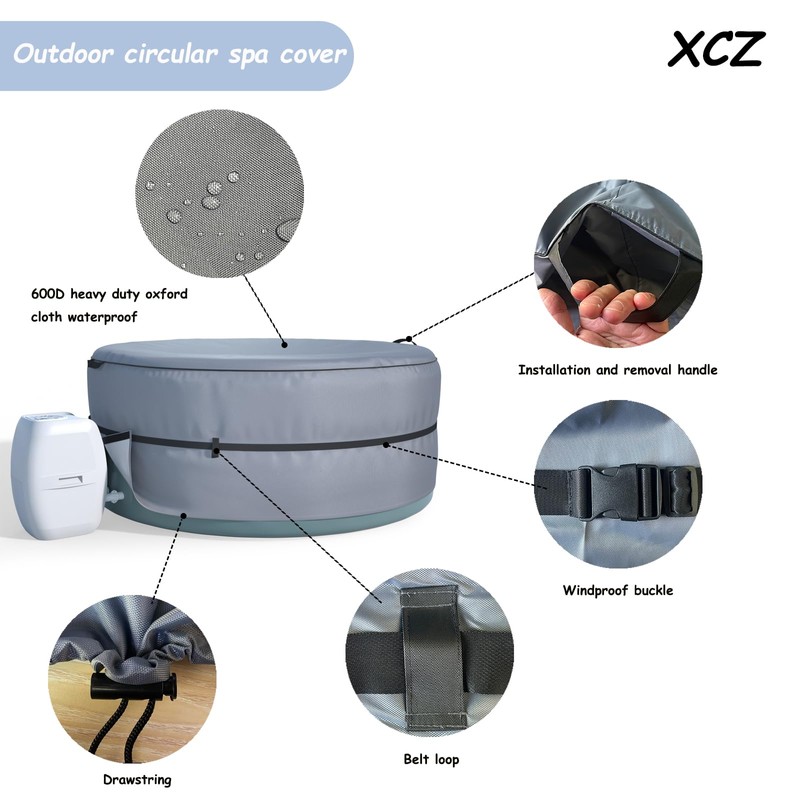 XCZ Hot tub Cover, Full Cover, Suitable for 71in Inflatable