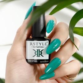 RSTYLE Semi-Permanent Nail Polish, 4 Colors Semi-Permanent Nail Polish Glitter Green Gel Shellac UV LED Nail Polish Manicure Green 6ML