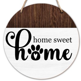Home Sweet Home Wooden Hanging Sign, Welcome Sign Front Door Decor, Farmhouse Wall Sign For Dog Lover Dog Mom Dog Owner, Rustic Welcome Sign Decor For Farmhouse Home Porch Garden Yard -14
