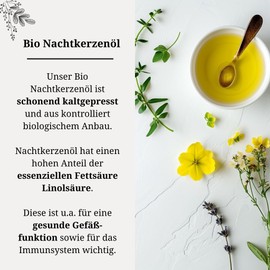 Natulio Evening Primrose Oil Organic Cold Pressed 250 ml - Suitable for Nutrition and Skin Care - Rich in Gamma alinolenic Acid and Linoleic Acid - Certified according to DE-ÖKO-006