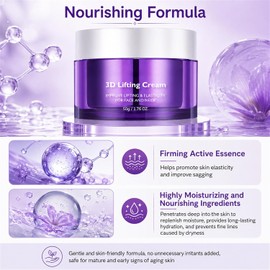 3D Lifting Night Cream for Face and Neck, 17-Peptide Complex Moisturizer, Firming Facial Cream for Fine Lines, Rich Smoother-Looking Hydrating Skin Care, 1.7 Fl Oz