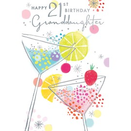Granddaughter 21st 21 Cocktail Glasses Design Happy Birthday Card Lovely Verse