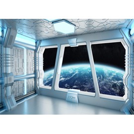 LYWYGG 8x6FT Space Backdrop Space Station Photography Background Universe Galaxy Outer Space Backdrops CP-214-0806
