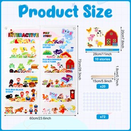 Shappy Felt Story Board Sets for Toddlers, 10 Stories Felt Pieces Farm Animals Interactive Stories for Circle Time, Flannel Board Wall Toys for Kids, Preschool Farmhouse Learning Activity Kit