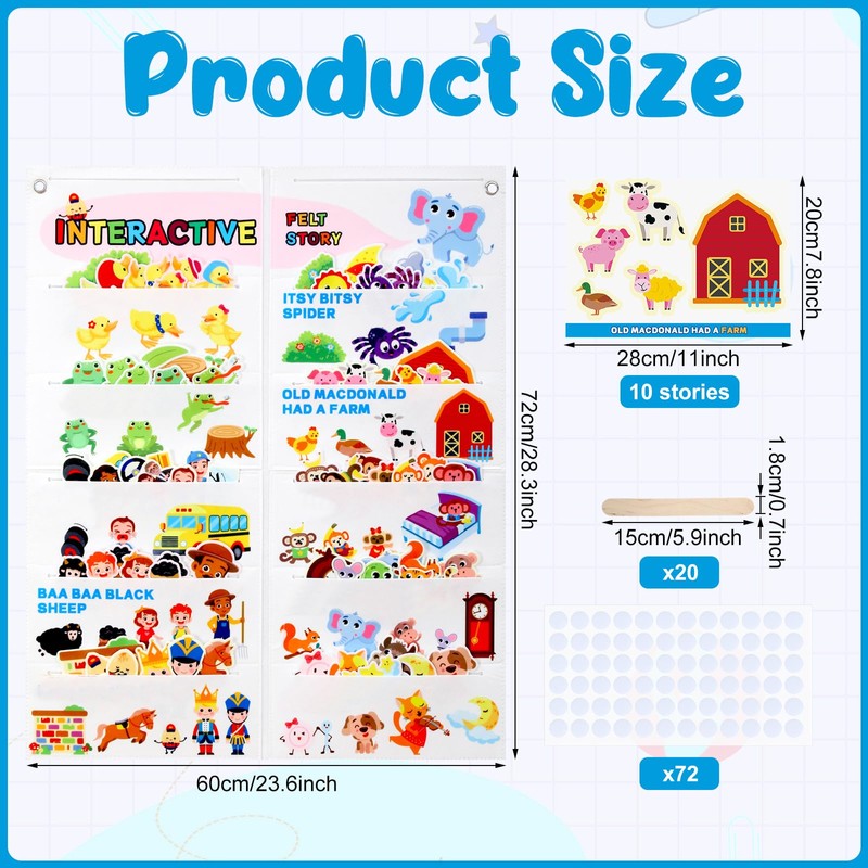 Shappy Felt Story Board Sets for Toddlers, 10 Stories Felt