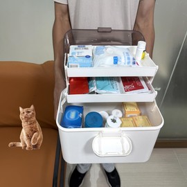 ZLY First Aid Box, 3-Tier First Aid Box Empty, 11.2 Inch Accessory Storage Organizer with Handle, Craft Boxes for Storing Accessory First Aid Supplies, Crafts, Sewing Tools, Art Supplies Large