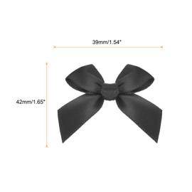 sourcing map 60Pcs Mini Ribbon Bow 1.5" Mini Fabric Satin Ribbon Flower Bows for Craft DIY Sewing Wedding Birthday Party Black