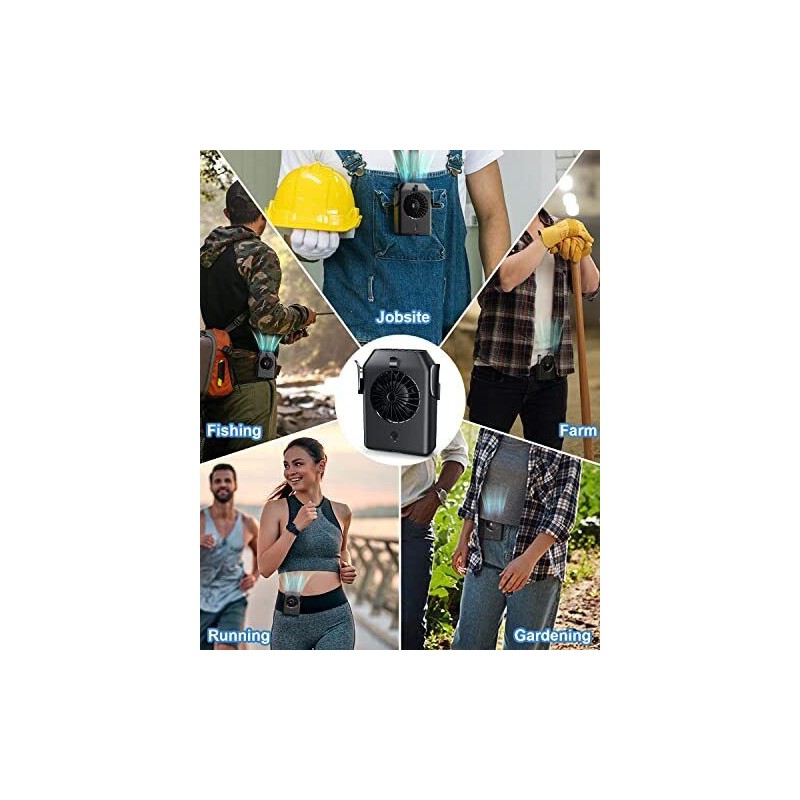 Portable Fan 10000mAh Rechargeable, Mini Waist Fan With Max 24H