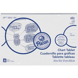 Pacon Chart Tablet, Cursive Cover, 1" Ruled 24" x 16", 30 Sheets