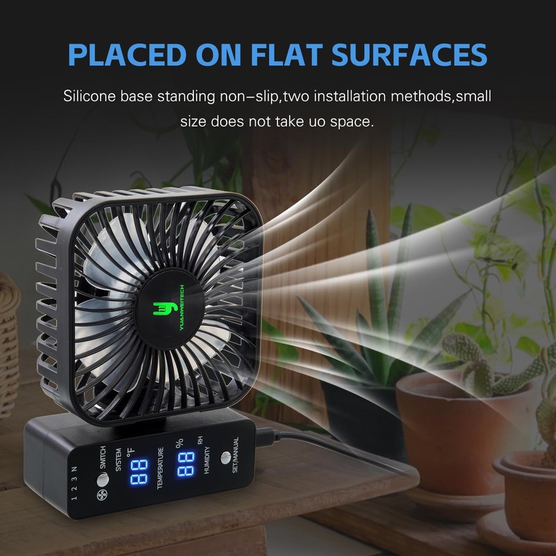 YUANWEITECH 2-Pack 4” Fixed Clip Fan, 4 Speed Control, USB