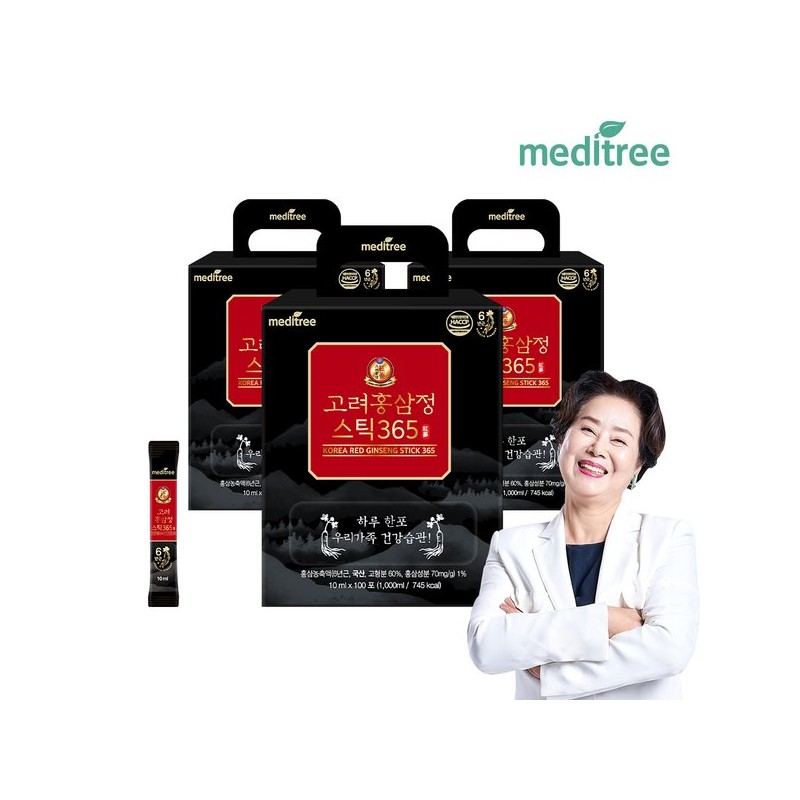 Meditree 메디트리 고려 홍삼정 365 스틱 3박스 300포 대용량 원액