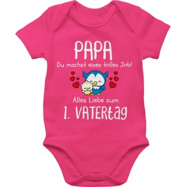 Shirtracer - Father's Day Gift Baby Dad Gift - Papa du Machst einen tolle Job Alles Liebe zum 1st Father's Day White - Baby Bodysuit Short-Sleeved for Boys and Girls, 2 Fuchsia, 3-6 Monate