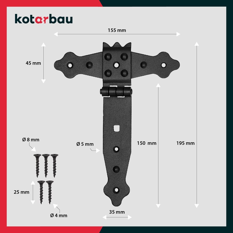 KOTARBAU Set of 2 Cross Hinges Black 150 mm Shutter