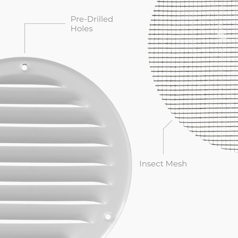 HVAC OV 5 Inch White Round Metal Vent Cover -