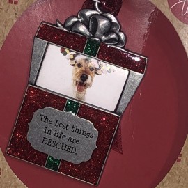 Holiday Tails Pet Ornament Dog Cat Insert Photo Christmas Best Things In Life Are Rescued/2a