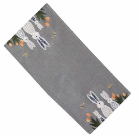 texpot Table Runner 40 x 85 cm with Embroidery Easter Bunny Grey Flowers Easter Spring