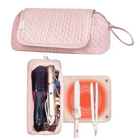 Hair Tools Travel Bag Karsyon Heat Resistant Mat Case Hot Tools Straightener, Curling Iron,Hair Dryers,Haircare Accessories Travel Essentials for Women 2 in 1 Organizer Bags (Pink)