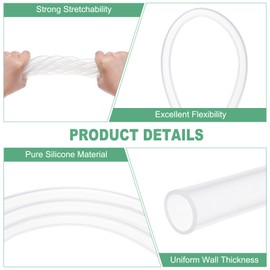M METERXITY Silicone Tubing, 3/8"(10mm) ID x 1/2"(13mm) OD Flexible Silicone Rubber Tube, 2 M High Temp Water Air Hose Pipe for Pump/Liquid Transfer/Brewing/Aquaponics [Clear]