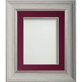 Frame Company Drummond Range Pale Grey 8x6 inch Picture Photo Frame with Plum Mount for Image 7x5 inch * Choice of Sizes* Fitted with Real Glass