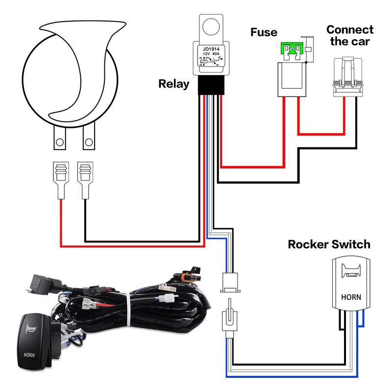 RZR Horn Kit UTV Horn with Button Rocker Switch LED