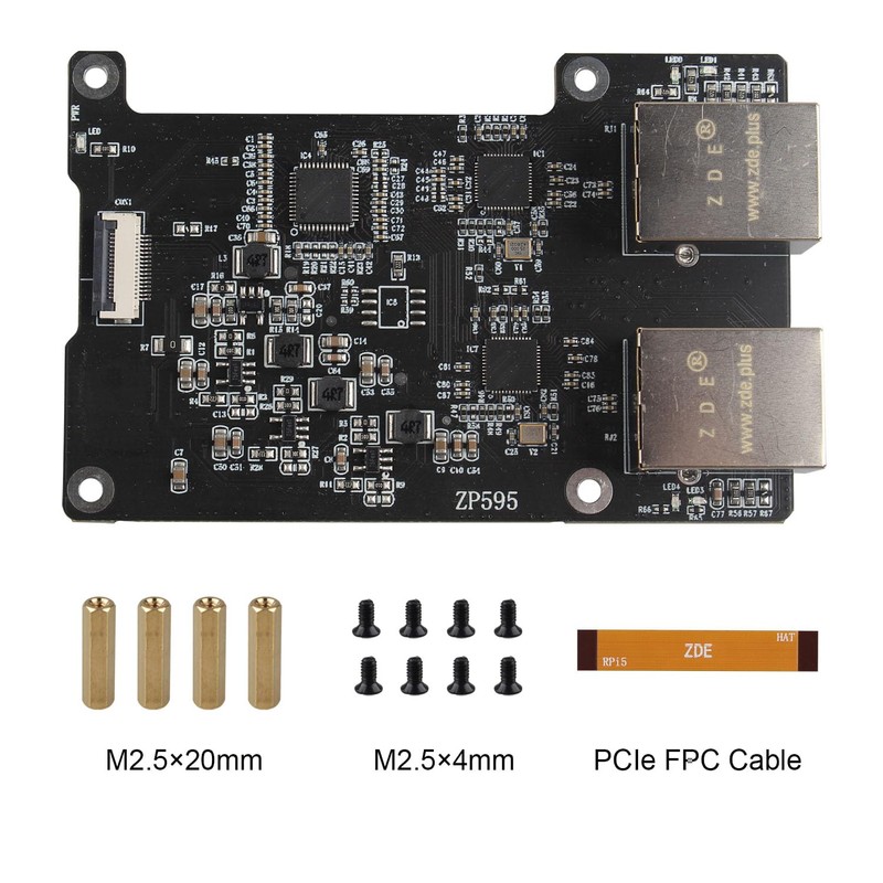 ZDE ZP595 PCIe to Dual 2.5G Ethernet Port HAT Expansion
