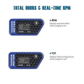 Runleader Digital LCD Hour Tachometer, Hours and RPM Display, Waterproof for Gas Engine, Powered Lawnmower, Generator, Compressor, Motorcycle, Chainsaw, Outboard Motor Boat