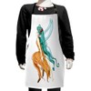 Ambesonne Anime Apron, Pixie Girl Caricature with a Long Green