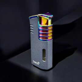 Scorch Torch Lighter Triple Flame Refillable Windproof Lighter W/ Cigar Punch - Gray-Rainbow