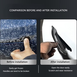 Aramox Door Handle Cover, 4PCs Car Door Handle Cover Anti Freezing Carbon Fiber Replacement for Y