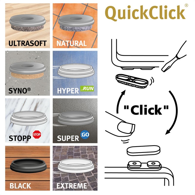 Wagner QuickClick® Tandem Plastic Gliders Chair Glides Set of 4