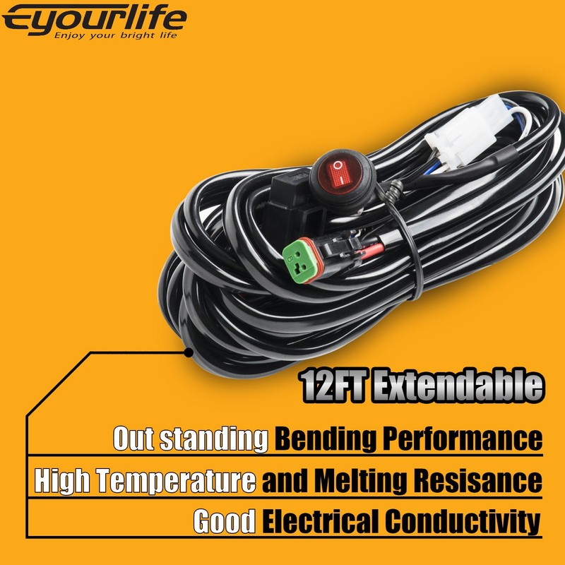 Eyourlife LED Light Bar Wiring Harness 2PCS (DT Connector 2