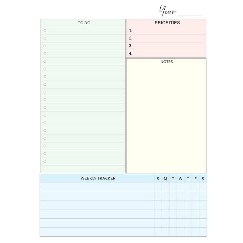 Undated Weekly Planner Inserts, Fits 9 Disc Medium Size Planners