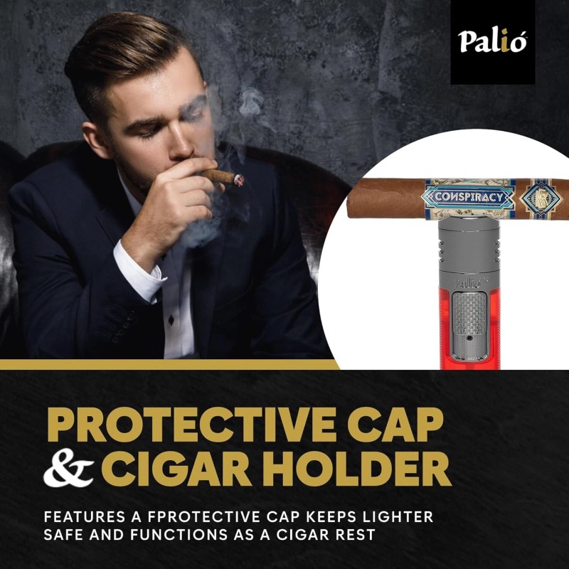 Palió® Veneto™ Quadruple Jet-Flame Lighter, High capacity tank, Red