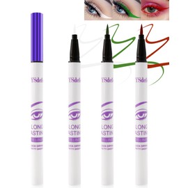 Liquid Eyeliner Pencil-3Pcs Waterproof Long Lasting White Green Red Eye Liner Pen,Quick-drying High-pigmented Colored Eyeliner,Ultra-Fine Tip Eye Liner,Christmas Eye Makeup Gift for Women-03+06+07