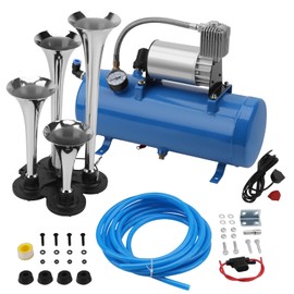 12V 180DB Train Horns Kit Super Loud Truck Air Horn with 1.6 Gallon 150 PSI Air Compressor Tank Can for Truck,Car,Jeep,SUV,Train,Pickup,Boat and Other Vehicles