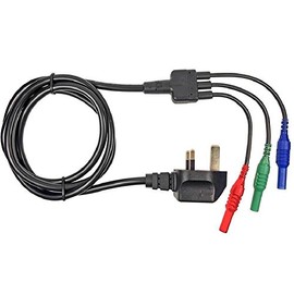 MAINS TEST LEAD CORD - SUITABLE FOR MEGGER MFT1710, MFT1720, MFT1730 & MFT1735 MULTIFUNCTION TESTER - 13A PLUG TO RED, BLUE & GREEN 4mm PLUGS