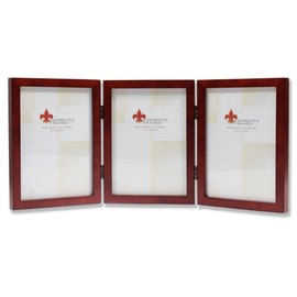 Lawrence Frames Hinged Triple Walnut Wood Picture Frame, Gallery Collection, 5 by 7-Inch