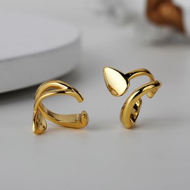 ZOYA JEWELRY DESIGN 14K Gold Plated 925 Sterling Silver Cubic Zirconia Earrings for Women and Girls - Hypoallergenic Cute Trendy TikTok Ear Cuff (E5057)