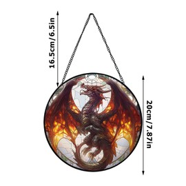 Xuoxeji Dragon Stained Glass Window Hanging, 20cm/7.87in Dragon Sun Catcher Decor, Dragon Suncatchers for Friends and Family (Dragon)