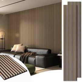 Art3d 2-Pack 108" x 12" Acoustic Wood Panels for Wall, Soundproof Wood Slat Panel for Wall and Ceiling, 3D Fluted Sound Absorbing Paneling for Interior Wall Decor, Living Room, Bedroom - Peach