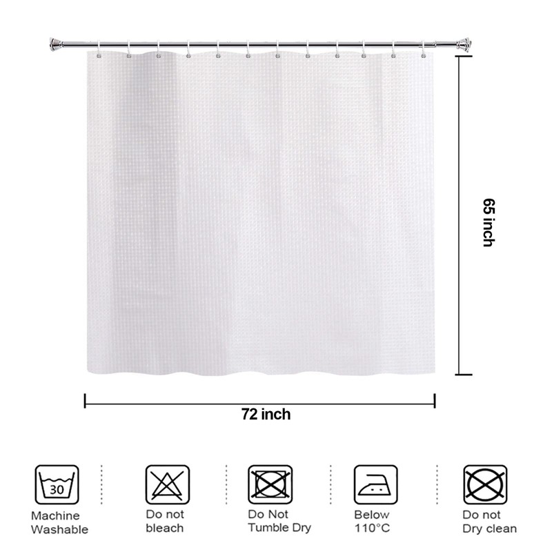 YISURE White Waffle Short Shower Curtain Fabric 70x65 for Bathroom,