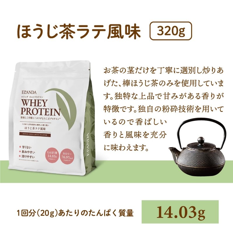 ELANDA WPC Unsweetened Protein, Roasted Tea Latte Flavor, 11.3 oz