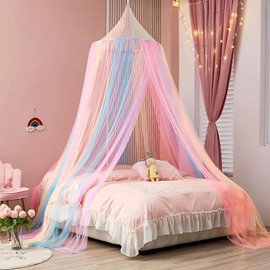 Diealles Shine Bed Canopy Girls, Rainbow Canopy Children's Room, Hanging Mosquito Net Bed, Fly Net, Mosquito Nets for Travel and Home, Indoor, Outdoor