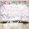 MEHOFOND 7x5ft Winter Onederland Backdrop for Pink Winter Happy 1st