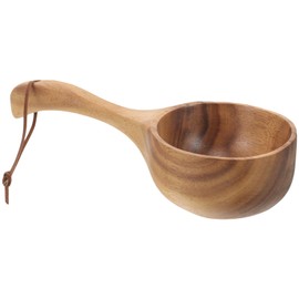 Healvian Wooden Water Ladle in Vintage Style Ladle for Sauna Bathroom Salt Scoop Cooking Soup Spoon for Kitchen and Bathroom