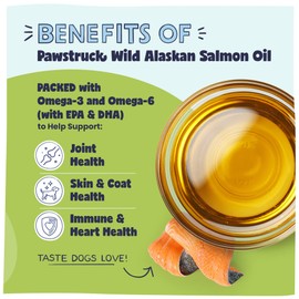 Pawstruck Pure Human-Grade Wild Alaskan Salmon Oil for Dogs & Cats – Omega 3 & 6, Extra Strength Supplement, EPA DHA Fatty Acids for Immune Support