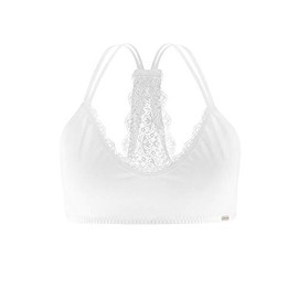 Living Crafts Pullover Bra Organic Cotton Sports Bra Top Vest Bralette Bustier Comfortable Soft Non-Iron for Women, White