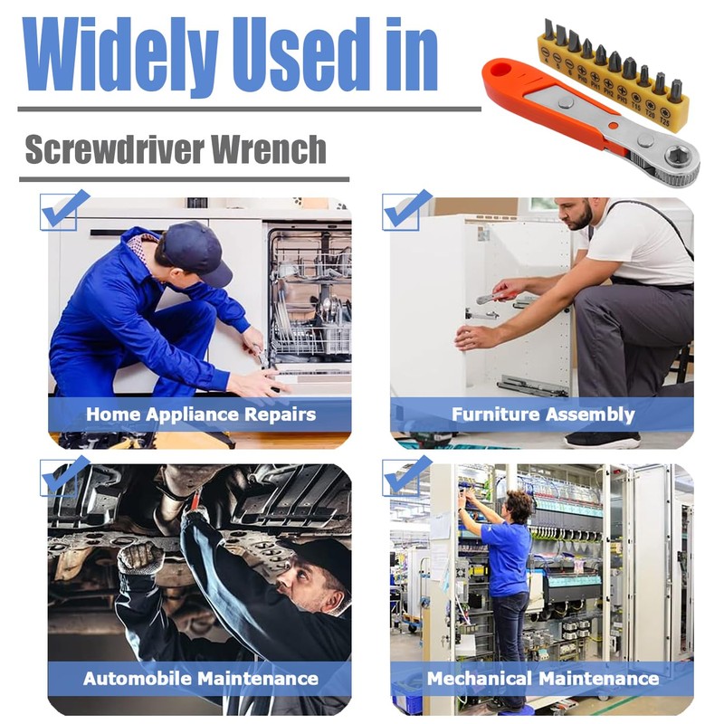 Mesee Mini Ratchet Wrench with 10 Types Screwdriver Bits Set,