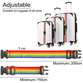 Luggage Straps 6 Pack Adjustable Luggage Straps for Suitcases Non-Slip Suitcase Belts with Buckle, Rainbow Luggage Strap for Traveling