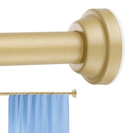 Haryaers Shower Curtain Rod Adjustable Gold Spring Tension Stainless Steel Telescoping Rod No Drilling Rods for Bathroom Closet Windows No Drilling No Slip No Rust 30 to 76 Inch